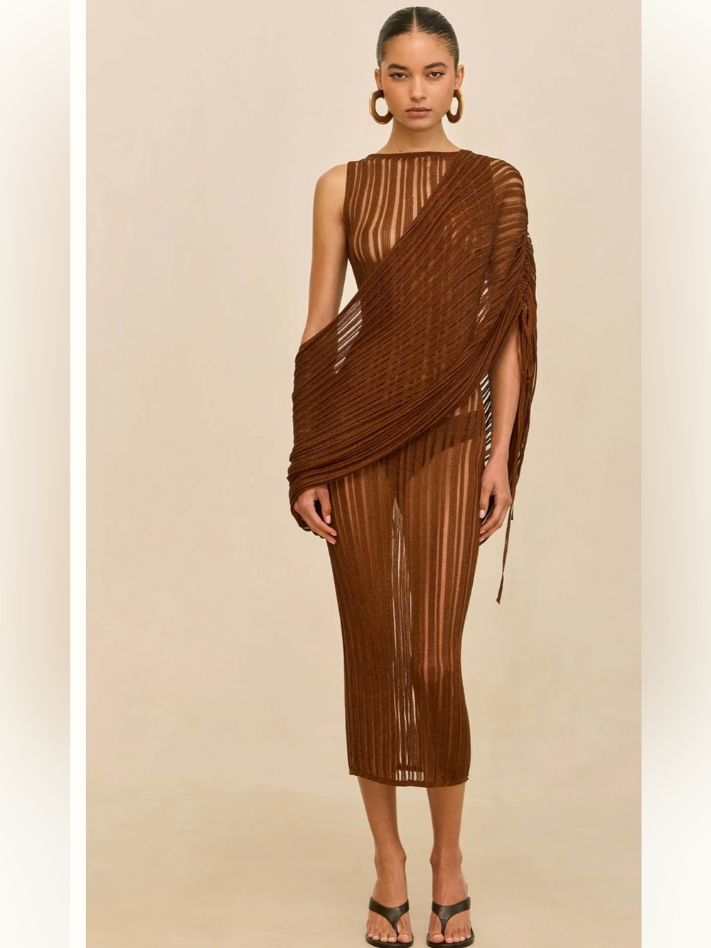 Cult Gaia Kaya Chainmail knit Metallic Midi Dress with Detachable Poncho Sz S - Picture 9 of 17